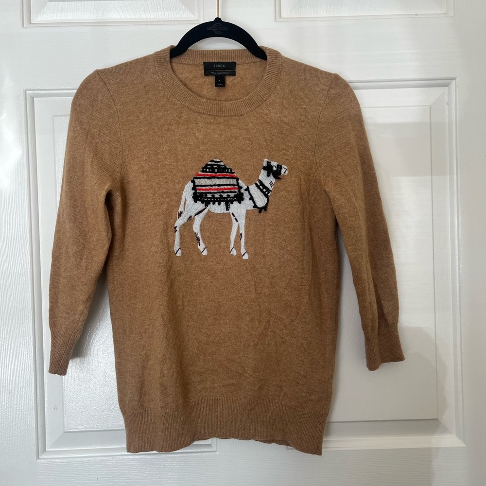 J. Crew Tan Sweater with Camel Motif